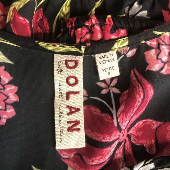 Dolan Dark Moody Floral Square Neck 3/4 Sleeve Top Blouse size Small Petite - Picture 10 of 14